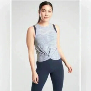 Athleta Essence Spacedye Twist Tank in Size Medium.  White & Blue.